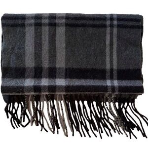 Rnya Mantanani Scarf Wool and Cashmere Blend Black and Grey 60”X12”